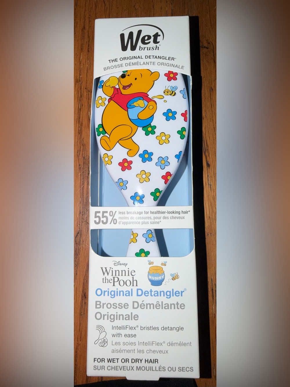 Disney Winnie the Pooh Floral Detangler Hair Brush – White & Blue